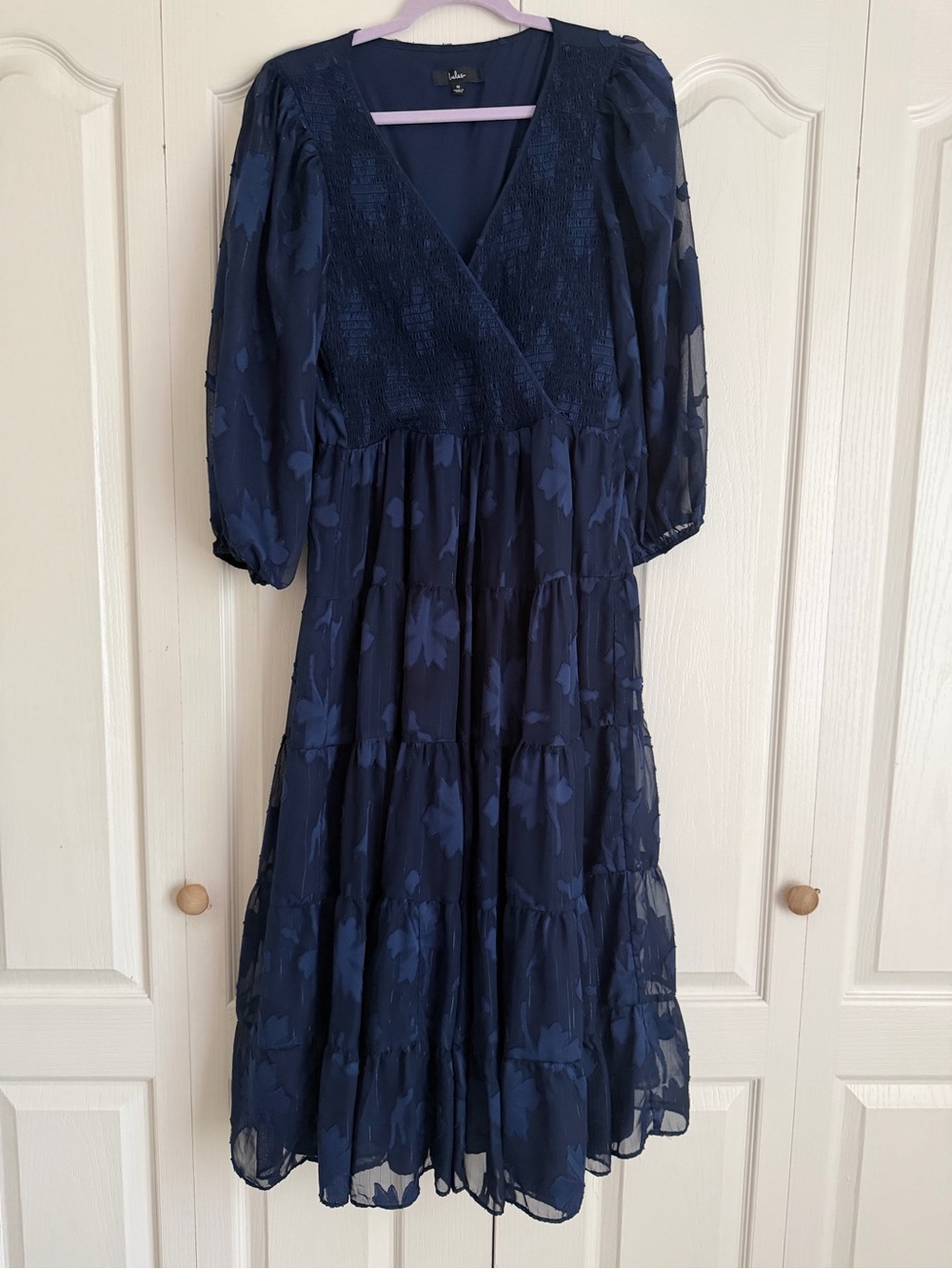 Lulu's Navy Floral Tiered Midi Dress